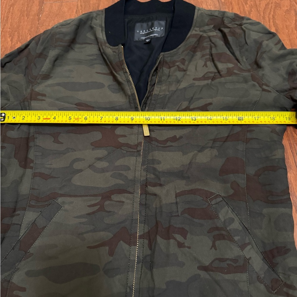 Anthropologie‎ Sanctuary Jacket Mens Small Green Camo Zip Up Short Bomber Moto - Picture 3 of 5